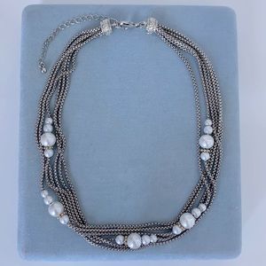 Stunning Sterling silver with white pearl necklace